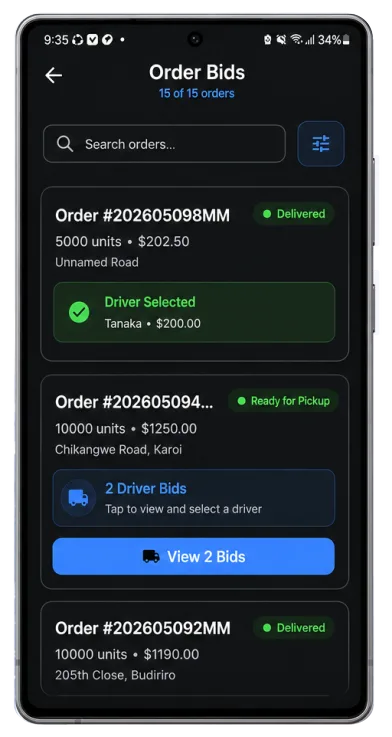 Track Order Screen